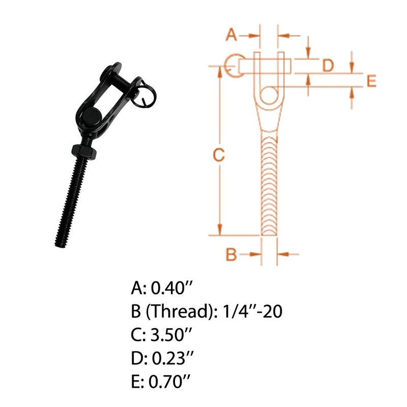 T316 Stainless Steel 1/4"-20 Threaded Toggle Left Hand, Black Oxide, 1 Pc