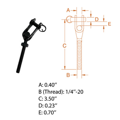 T316 Stainless Steel 1/4"-20 Threaded Toggle Left Hand, Black Oxide, 10 Pcs