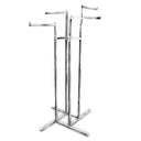 4 Way Chrome Clothing Garment Display Rack – Adjustable Clothes Hanger Stand 52" to 73", Retail Store Fixture for Apparel
