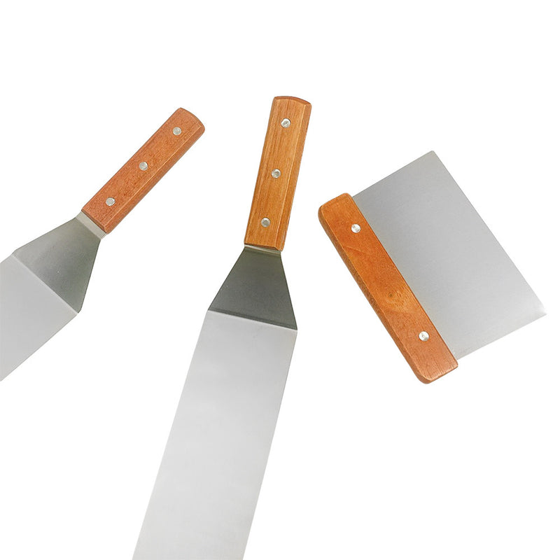 Stainless Steel Spatulas, Scraper for Cast Iron BBQ Flat Top Grill Skillet Pan