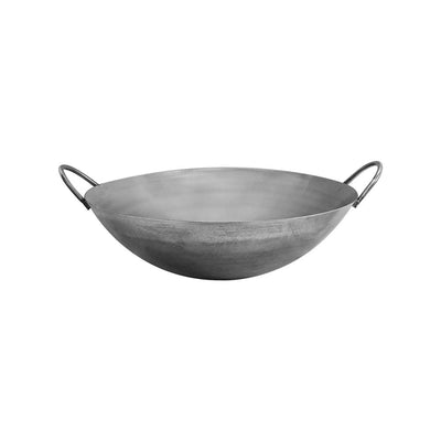 17.5" Carbon Steel Cantonese Style Wok Pan Gourmet Chef Frying Pan,Double Handle