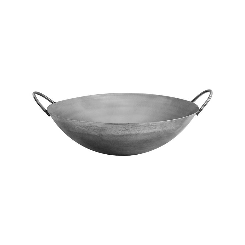 17.5" Carbon Steel Cantonese Style Wok Pan Gourmet Chef Frying Pan,Double Handle