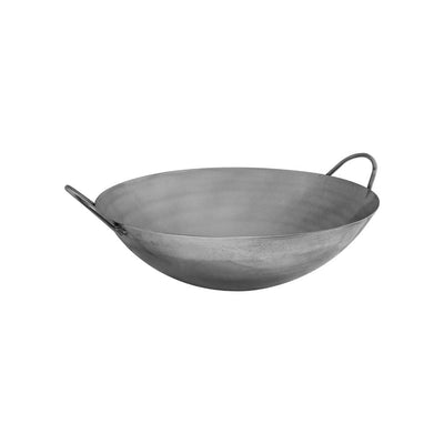 17.5" Carbon Steel Cantonese Style Wok Pan Gourmet Chef Frying Pan,Double Handle