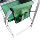 Green Foldable Director Camping Chair,  Portable Camp Seat with Cup Holder & Side Table for Outdoor, Picnic, Beach & Sports Events