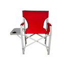 Red Foldable Director Camping Chair,  Portable Camp Seat with Cup Holder & Side Table for Outdoor, Picnic, Beach & Sports Events
