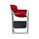 Red Foldable Director Camping Chair,  Portable Camp Seat with Cup Holder & Side Table for Outdoor, Picnic, Beach & Sports Events