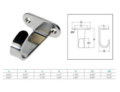 Marine Stainless Steel Top Mount Lashing Hooks for Cargo net Hanging ,Boat, Yatch