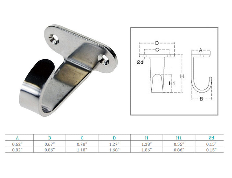 Marine Stainless Steel Top Mount Lashing Hooks for Cargo net Hanging ,Boat, Yatch