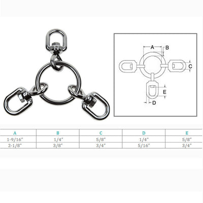 Rolling Fishing 3 Way Swivels Ring Tackle Fishing Boat, Stainless Steel