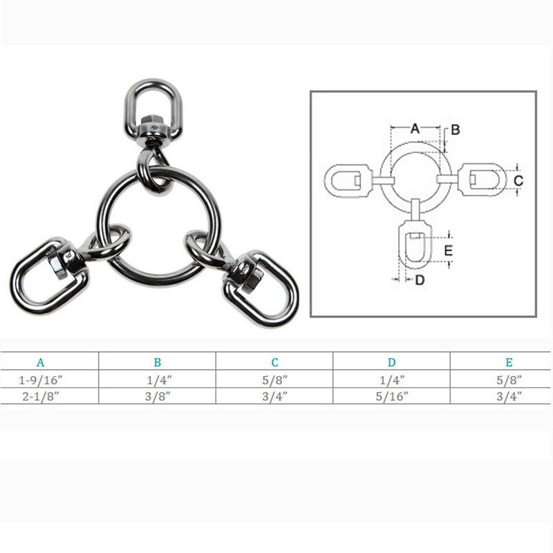 Rolling Fishing 3 Way Swivels Ring Tackle Fishing Boat, Stainless Steel