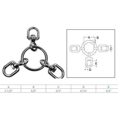 Rolling Fishing 3 Way Swivels Ring Tackle Fishing Boat, Stainless Steel