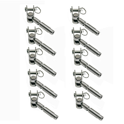 Marine Boat Stainless Steel Swageless Toggle Jaw For 1/8", 3/16" Cable Wire Railing