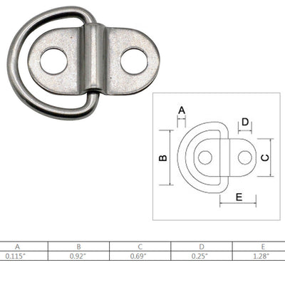 Stainless Steel Folding Pad Eye D-ring Marine Deck Folding Pad Eye 1/4"