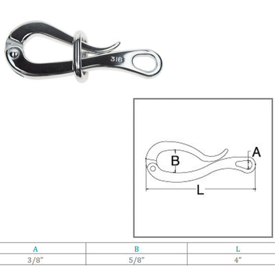 4" Marine Pelican Hook Quick Release Hook 316 Stainless Steel for Lifeboat