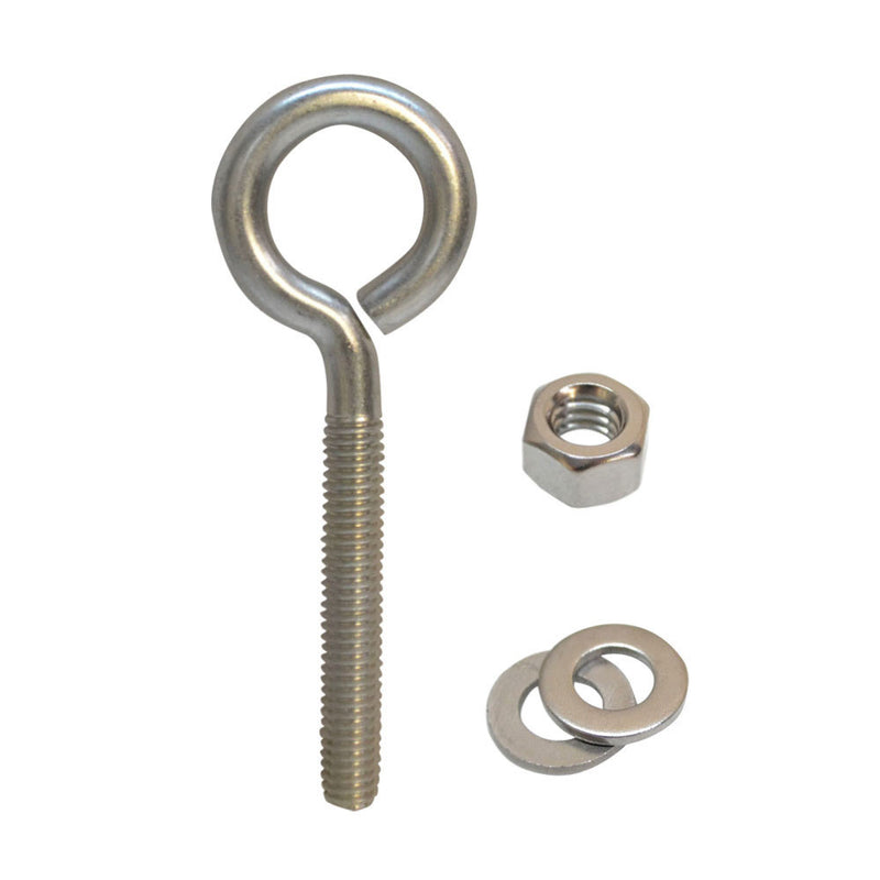 MARINE GRADE STAINLESS STEEL TURNED EYE BOLT (NUT AND WASHERS INCLUDED)