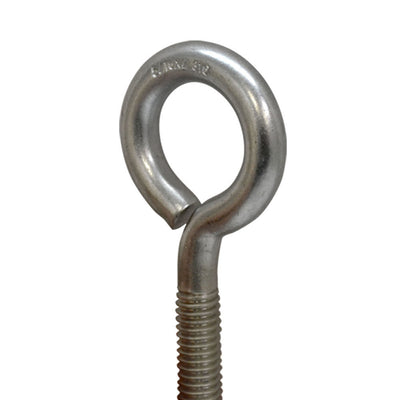 MARINE GRADE STAINLESS STEEL TURNED EYE BOLT (NUT AND WASHERS INCLUDED)