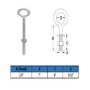 MARINE GRADE STAINLESS STEEL TURNED EYE BOLT (NUT AND WASHERS INCLUDED)