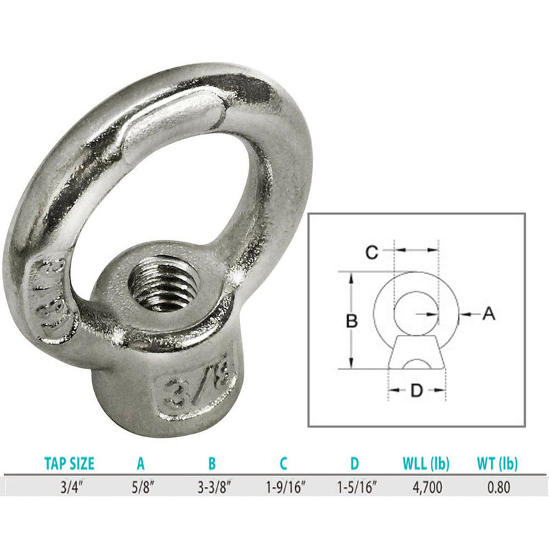 Boat Marine 316 Stainless Steel Lifting Eye Nut