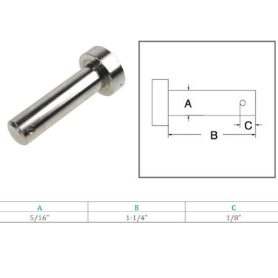 T316 Stainless Steel Marine Clevis Pin Round Fastener Pin Hitch Yacht Sailing