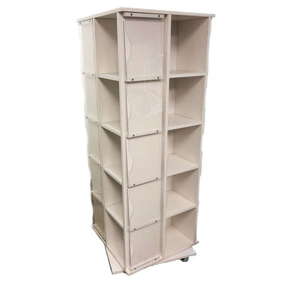 White 24"W x 24"D x 63"H Revolving T-Shirt Display with Casters