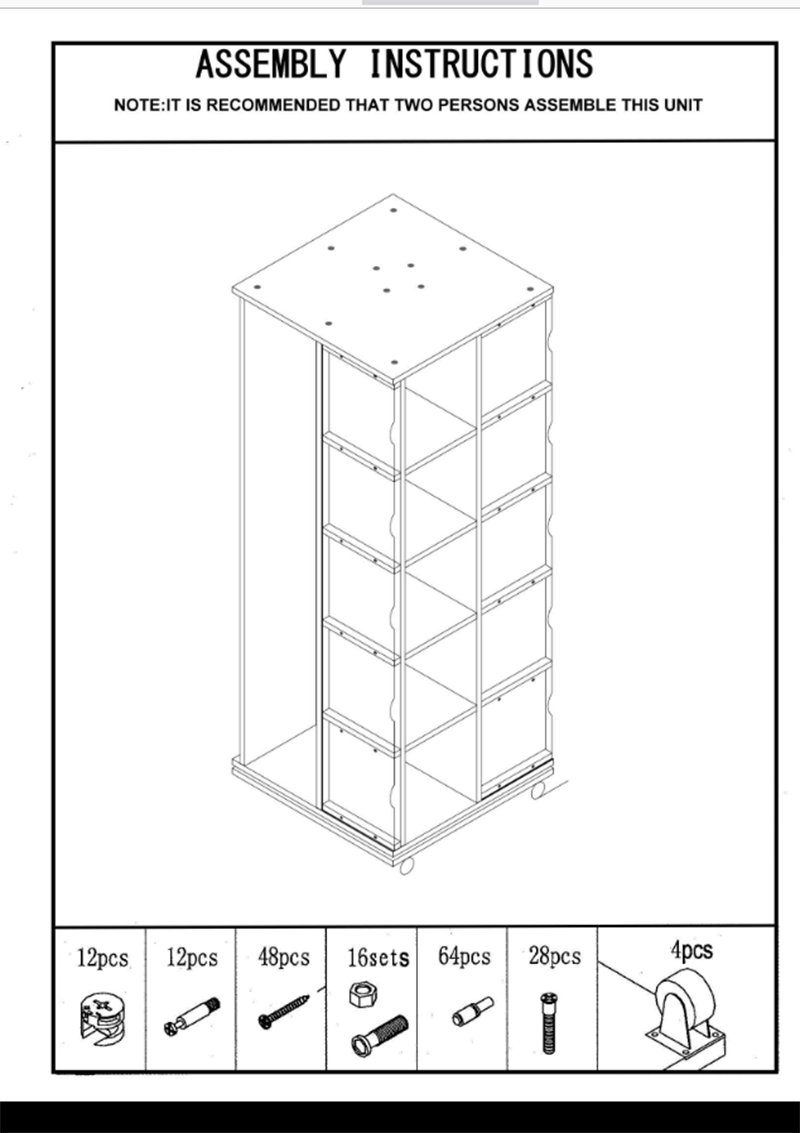 White 24"W x 24"D x 63"H Revolving T-Shirt Display with Casters