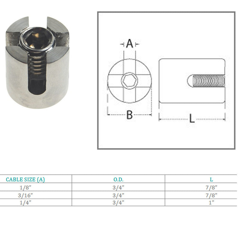 Stainless Steel Cross Cable Clamps for Rope Wire Cables Railing Wire Rope