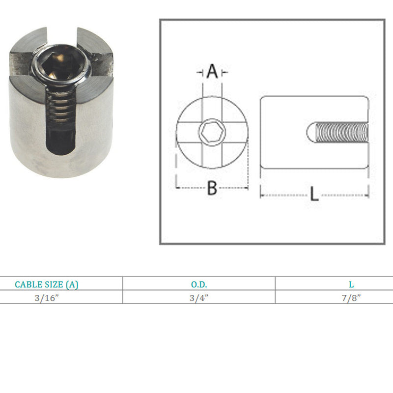 Stainless Steel Cross Cable Clamps for Rope Wire Cables Railing Wire Rope