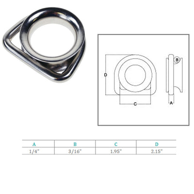 1/4" Marine Boat D Ring Thimble Wire Rope Sailing Yacht, Stainless Steel T316