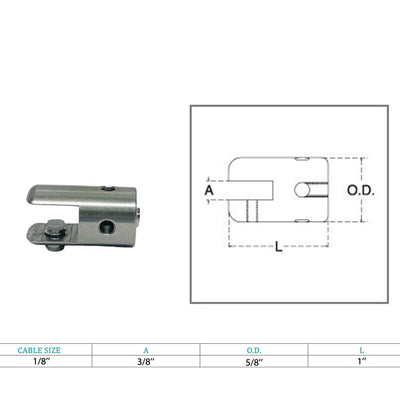 Marine Boat 1/8" Single End Shelf Clamp Cable Rope Wire Stainless Steel