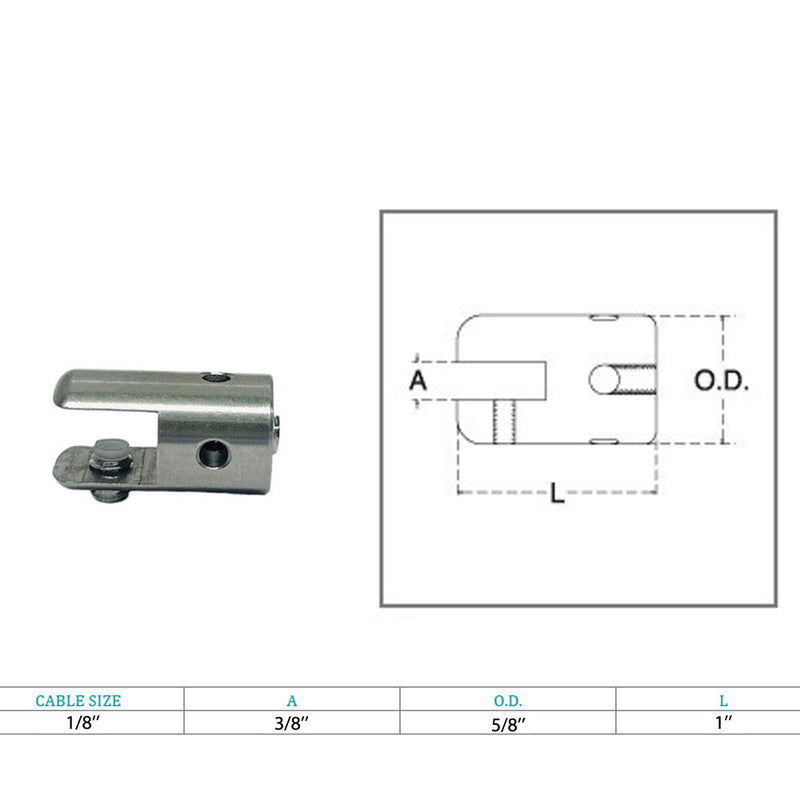 Marine Boat 1/8" Single End Shelf Clamp Cable Rope Wire Stainless Steel