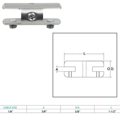 Marine Boat 1/8" Double End Shelf Clamp Cable Rope Wire Stainless Steel