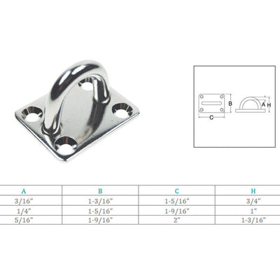 Boat Deck Stainless Steel Square Pad Eye Rigging Lift Marine Grade