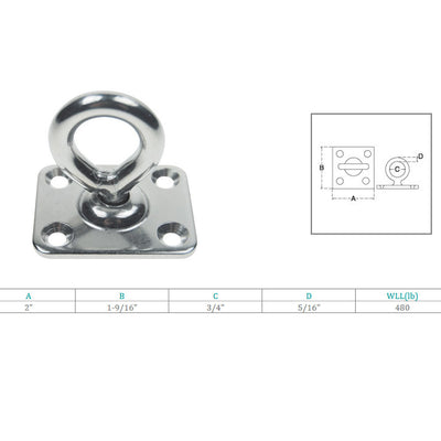 Boat Deck Stainless Steel Square Pad Swivel Eye Rigging Lift Marine