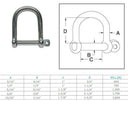 Wide D-Shackle With Screw Pin Marine Grade Stainless Steel T316