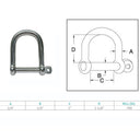 Wide D-Shackle With Screw Pin Marine Grade Stainless Steel T316