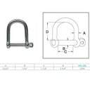 Wide D-Shackle With Screw Pin Marine Grade Stainless Steel T316
