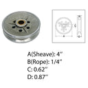 Marine Boat 4" Sheave Wire Rope Pulley Brass Bushing Stainless Steel T304