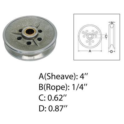 Marine Boat 4" Sheave Wire Rope Pulley Brass Bushing Stainless Steel T304