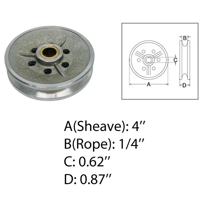 Marine Boat 4" Sheave Wire Rope Pulley Brass Bushing Stainless Steel T304