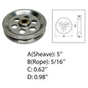 Marine Boat Stainless Steel T304 5" Sheave Wire Rope Pulley Brass Bushing