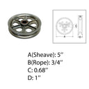 Marine Boat 5" Sheave Wire Rope Pulley, Brass Bushing T304 Stainless Steel