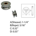 Marine Boat Sheave Wire Pulley Brass Bushing For Wire Rope, Stainless Steel T304
