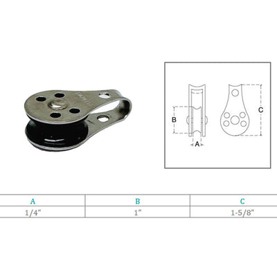 Marine 1/4" Pulley Block Wire Rope Hoist Lift Puller T304 Stainless Steel