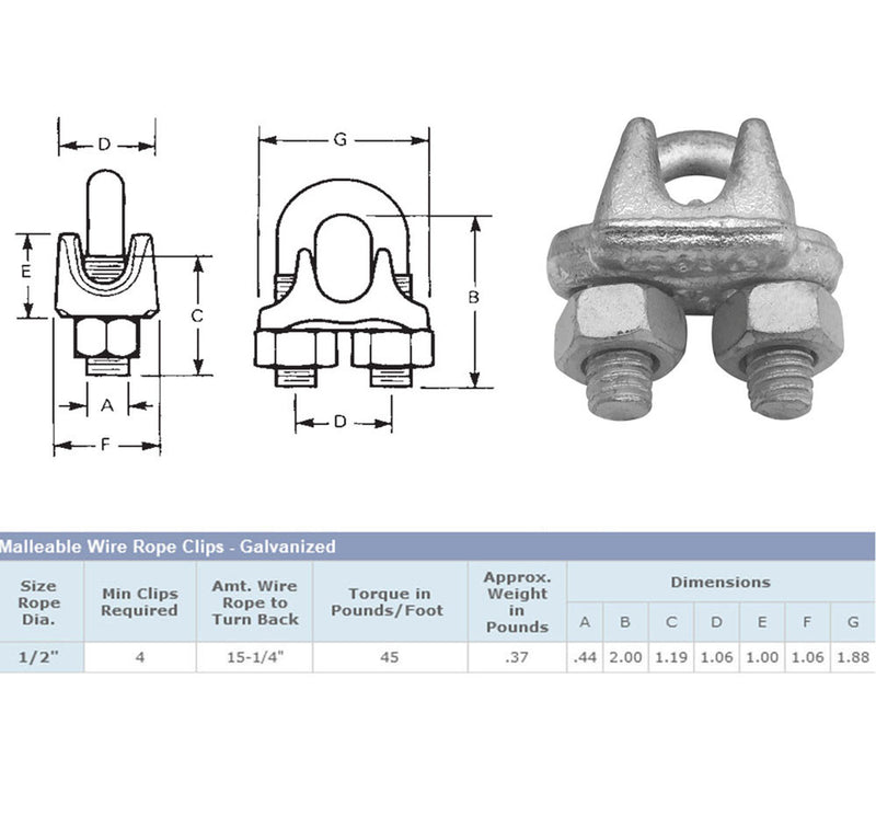 Marine Wire Rope Clip Cable Clamp Drop Forged Galvanized