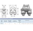 Marine Wire Rope Clips – Drop Forged Galvanized Cable Clamps 1/8", 3/16", 1/4", 5/16", 3/8", 1/2"