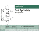 Eye & Eye Swivel for Marine Boats – Galvanized Steel Mooring Connector, Rigging Hardware Size 1/4", 5/16", 3/8", 5/8", 3/4", 7/8", 1-1/4"