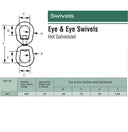 Eye & Eye Swivel for Marine Boats – Galvanized Steel Mooring Connector, Rigging Hardware Size 1/4", 5/16", 3/8", 5/8", 3/4", 7/8", 1-1/4"