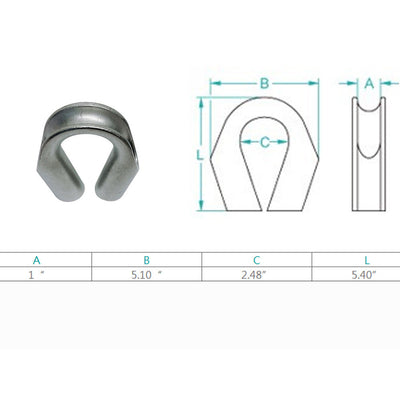 Marine Wire Rope Cable Thimble Captive Tube Thimble Stainless Steel T316