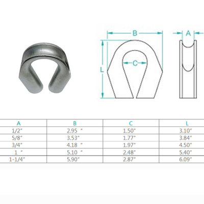 Marine Wire Rope Cable Thimble Captive Tube Thimble Stainless Steel T316