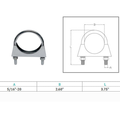 Stainless Steel T316 Pipe U Bolt Clamp U-Bolt Exhaust Clamp for 1-3/4", 2-1/4", 2-1/2" Pipe